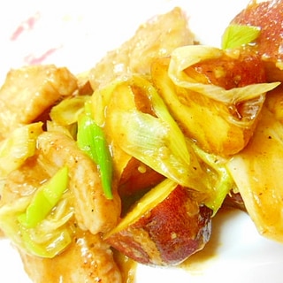 タンドリー味❤豚バラ肉と薩摩芋のスパイス炒め❤